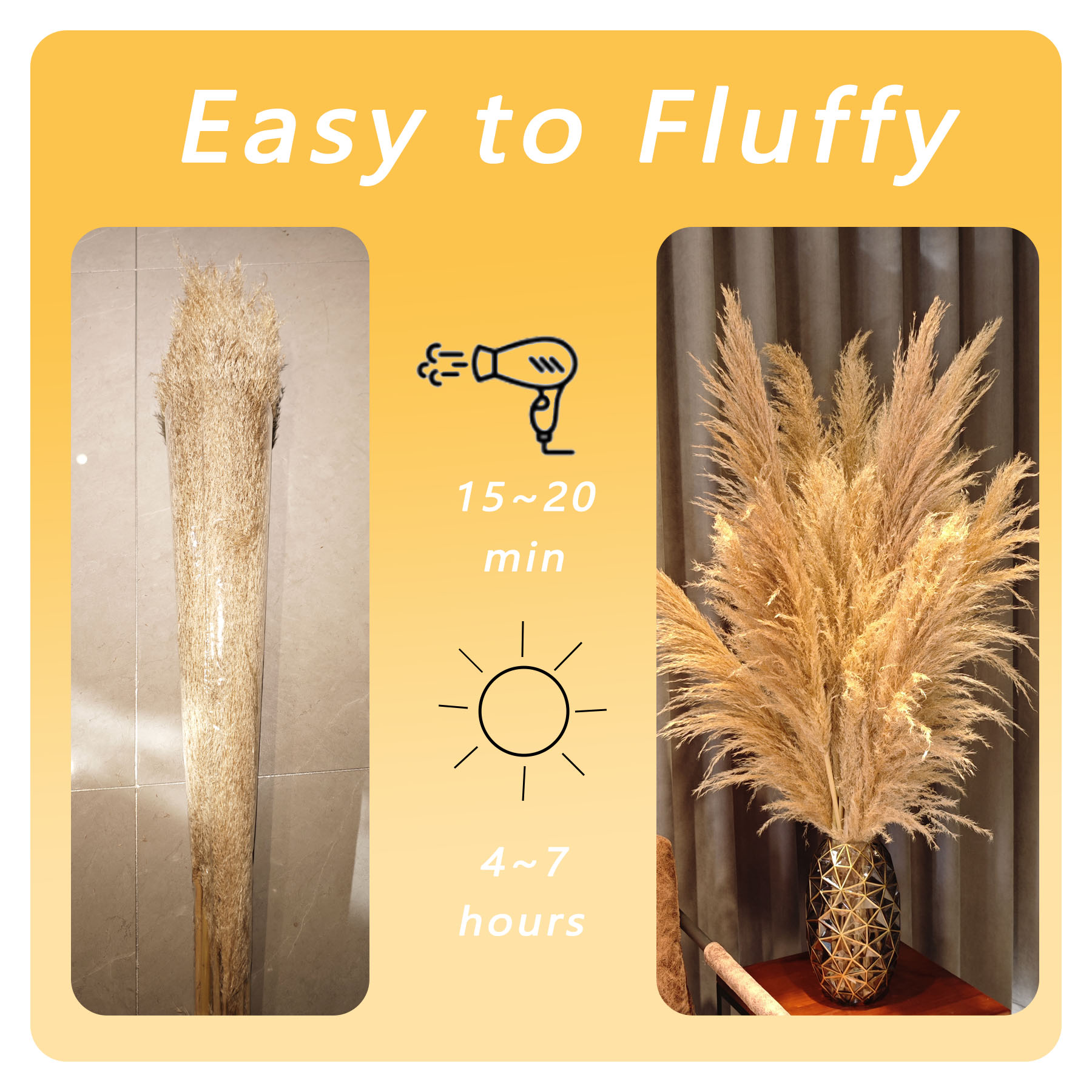 Nayoto  20 PCS 40 inches Bohemian Style Handpicked Pampas Grass Dried Flowers, Big Pampas Grass, Fluffy Grass, Dried Flowers for Wedding, Party