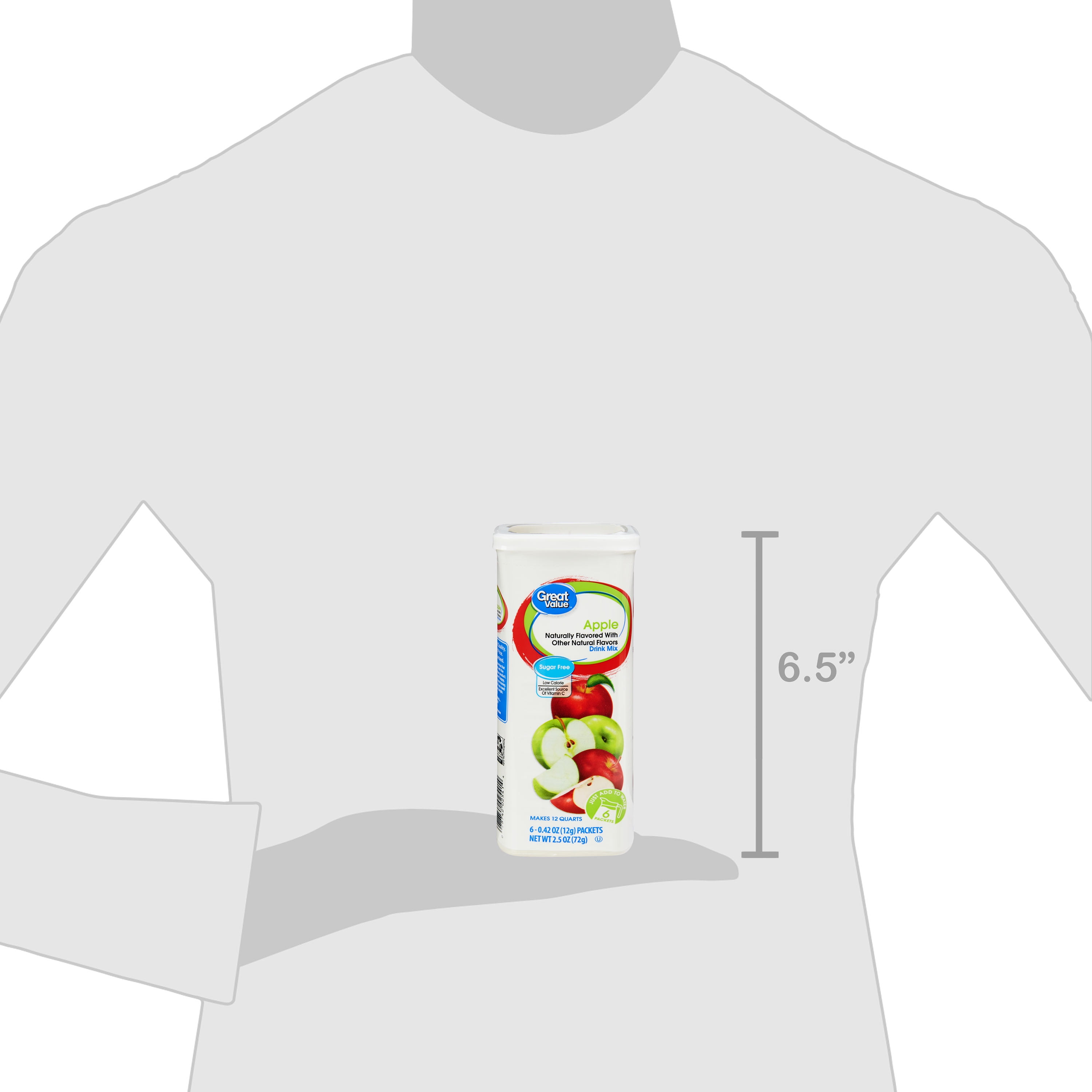 Great Value Sugar-Free Drink Mix, Apple, 0.42 Oz, 6 Ct