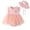 Pink, variant on REDARER Girls' Romper Set Gingham Plaid Bodice with Strawberry Embroidery Tulle Overlay and Matching Bonnet,0-3 Months