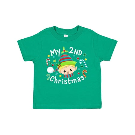 

Inktastic My 2nd Christmas Elf Boy with Candy Canes Gift Toddler Boy or Toddler Girl T-Shirt
