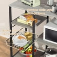 thumbnail image 4 of Kitchen Bakers Rack with Power Outlets, Multifunctional Storage Shelf, Microwave Stand & Coffee Station, Grey, 4 of 6