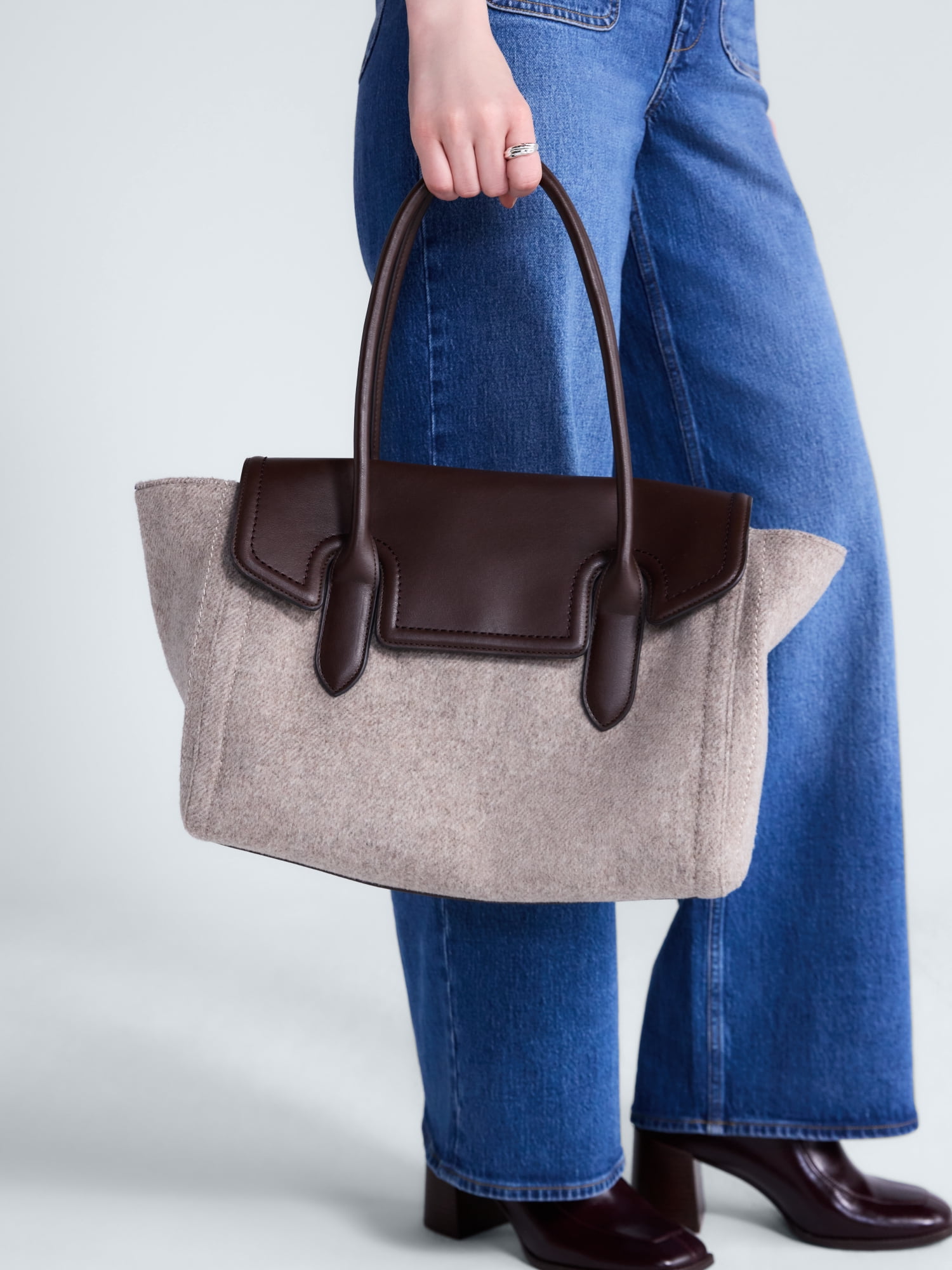 Free Assembly Women's Satchel, Tan Gray