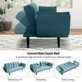 thumbnail image 3 of Aukfa 75" Flared Arm Futon Convertible Sofa Bed, Curved Sleeper Sofa for Home Office, Blue, 3 of 11