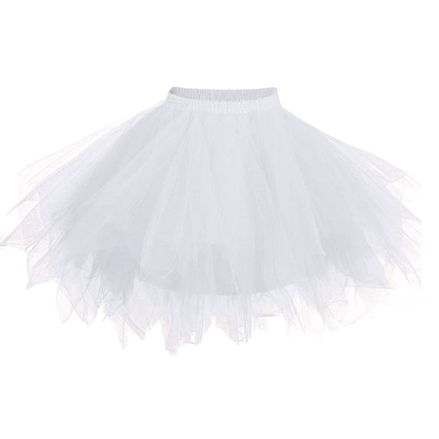 FRSASU Womens Soild Color Tutu Skirt Layered Tulle Skirt White