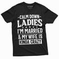thumbnail image 3 of Men's Funny Calm Down Ladies T-shirt Anniversary Marriage My wife is kind of Crazy Shirt (XX-Large Navy Blue), 3 of 7
