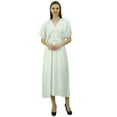 thumbnail image 2 of Bimba Rayon Solid Pattern Caftan Maxi Dress Women's Night Gown Kimono Dress, 2 of 5