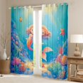thumbnail image 2 of Feelyou Kawaii Ocean Mermaid Blackout Curtains Set of 2 (52x84 Each) for Kids Boys Girls, Starfish Coral Wildlife Window Curtains, Blue, 2 of 6