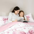 thumbnail image 5 of Feelyou Pink Princess Bowknot Twin Comforter Sets, Cartoon Stars Lines Bedding Set, 2pcs, 5 of 8