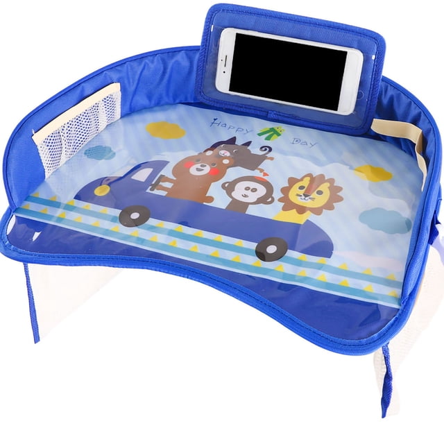Bandeja de viaje para niños Asiento Actividad de regazo Organizador medio rodeado con bolsa transparente Bolsillo lateral para cochecitos Coche Asiento para niños Happy Travel