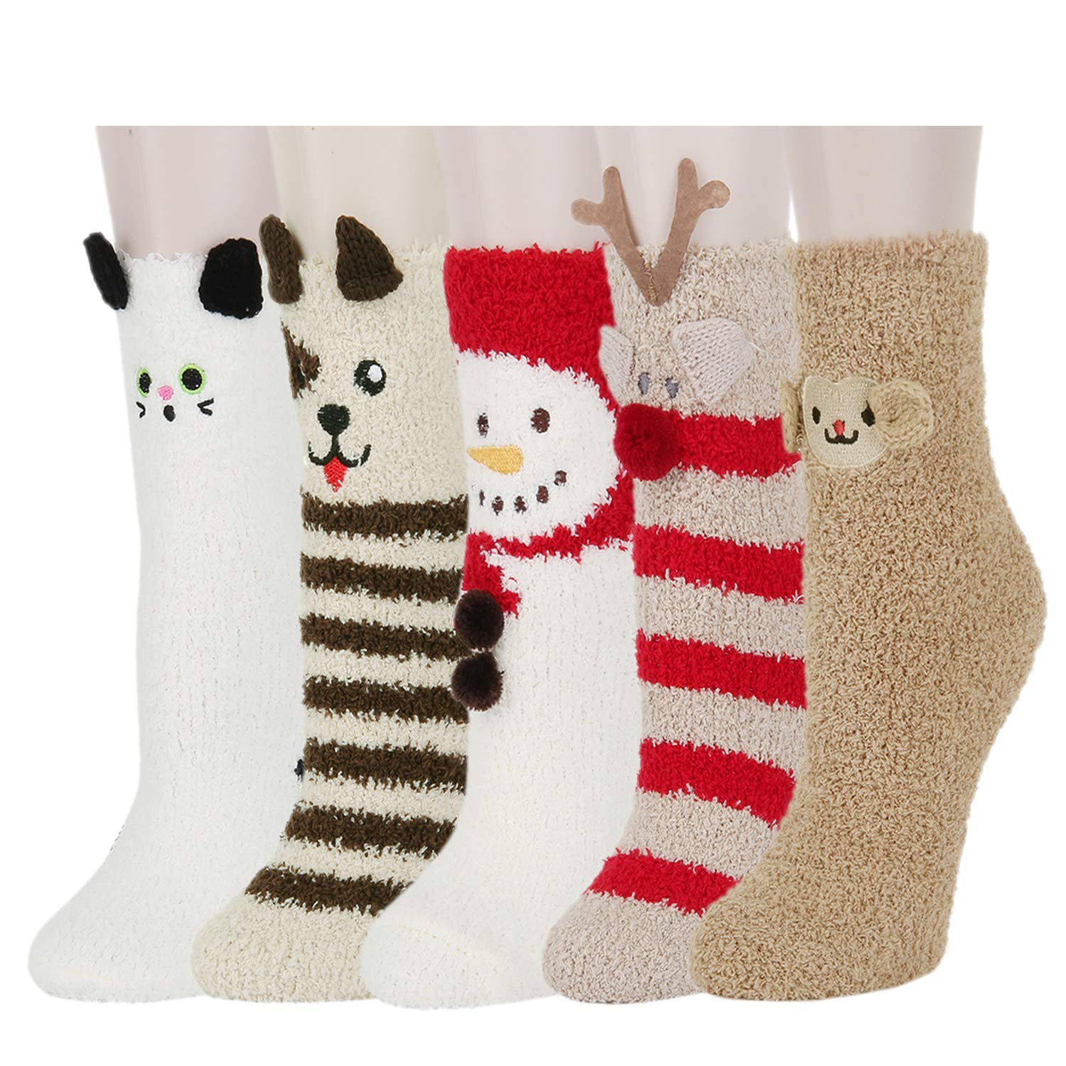 Clothing Socks 5 Pack Women Girls Fun Fuzzy Christmas Gifts Colorful clothing-socks-5-pack-women-girls-fun-fuzzy-christmas-gifts-colorful
