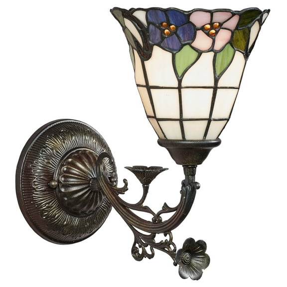 Shyla Stained Glass Wall Sconce Burnished Bronze Burnished Bronze