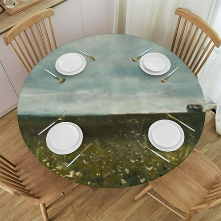 

Patifu House in Field Round Table Cover Stain Resistant Washable Indoor Outdoor Tablecloth Kitchen Dining Wedding Parties 100% Polyester Fiber Outdoor Fitted Table Cloth 31 -35