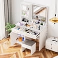 thumbnail image 2 of 32'' Wide Makeup Vanity Desk with Lighted Mirror and Power Outlet, Dressing Table with Large Storage Space and Cushioned Stool for Bedroom & Studio, 2 of 5