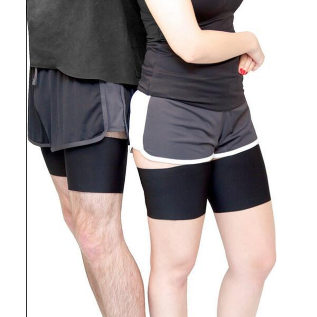 Negro 2 pares de bandas elásticas antideslizantes antirozaduras para muslos para comodidad en las piernas (Talla F - (66-78cm))