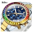 thumbnail image 1 of Reloj De Cuarzo De Lujo Con Diamantes Biden 0163-1 Para Homb Color del fondo Gold blue among colored diamonds, 1 of 8