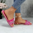 thumbnail image 6 of GJPBGK Women’s Square Toe Flat Slide Sandals Rhinestone & Tassel Decor Slip-On Indoor Shower Slides for Casual Wear, 6 of 6