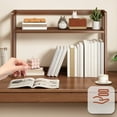 thumbnail image 4 of Adjustable Wooden Desktop Storage Shelf | Double Layer Countertop Organizer | Display Rack for Office, Bedroom, Kitchen | Space Saving Design | Coffee Finish | 42x20x40cm, 4 of 9