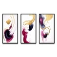 thumbnail image 2 of Designart "Peaceful Intensity Magenta and Gold Series II" Abstract Painting Framed Wall Art Set Of 3 - Gold Modern Frame Gallery Wall Set For Home Decor, 2 of 6