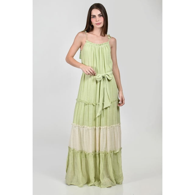 Maxi vestido de tirante ajustable Roman Fashion /Juvenil, 2586 (Pistache) verde claro G