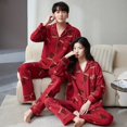thumbnail image 2 of Amante de la Navidad ropa de dormir roja pareja conjuntos de 2 piezas primavera otoño Mujer pijamas conjuntos Pijama Mujer, 2 of 4