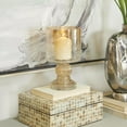 thumbnail image 2 of DecMode Gold Glass Handmade Turned Style Pillar Hurricane Lamp with Faux Mercury Glass Finish, 2 of 10