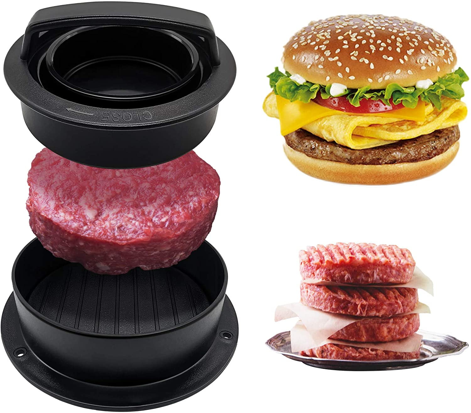 3 in 1 Non Stick Hamburger Maker Burger Press Meat Press ABS Plastic Patty BBQ 3 in 1 Non Stick Hamburger Maker Burger Press Meat Press ABS Plastic Patty BBQ