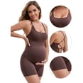 thumbnail image 3 of DARING DIVA Women's Maternity Sleeveless Bodysuit U-Neck Brown, 3 of 6