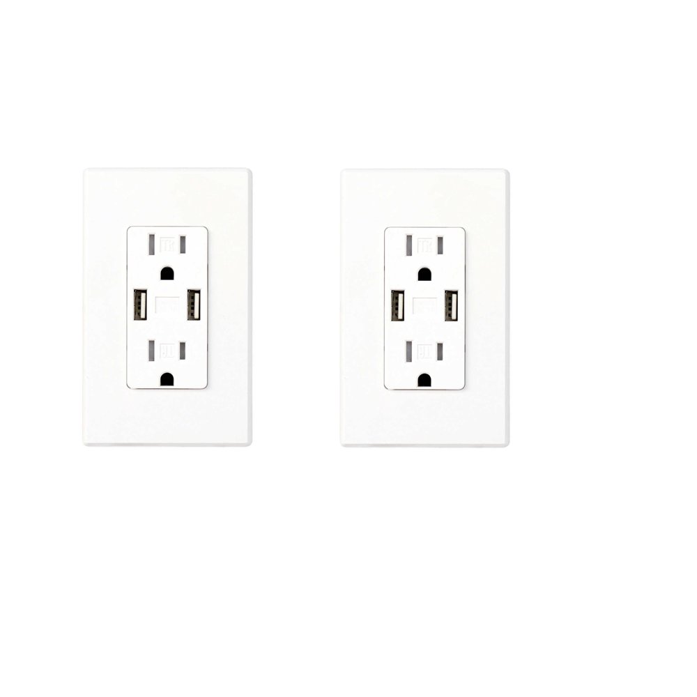 Feit Electric Wall Receptacle with USB Ports, 2pack