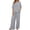 Gray, variant on hoksml Women's 2-Piece Outfit Solid Round Neck Cuffed Sleeve Top and Wide Leg Pants Set