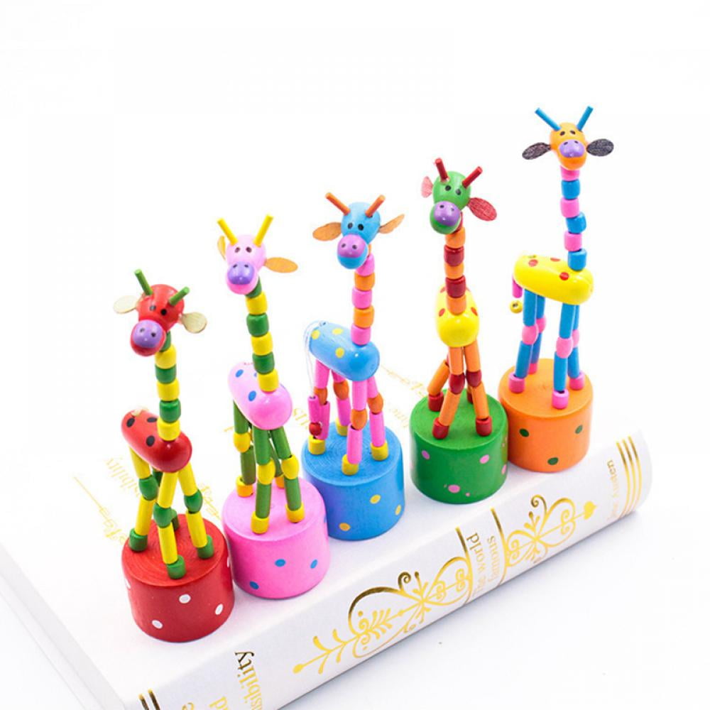 Wooden Toys Puzzles Swing Dancing Cartoon Animal Rocking Giraffe Toys Kids Gift 