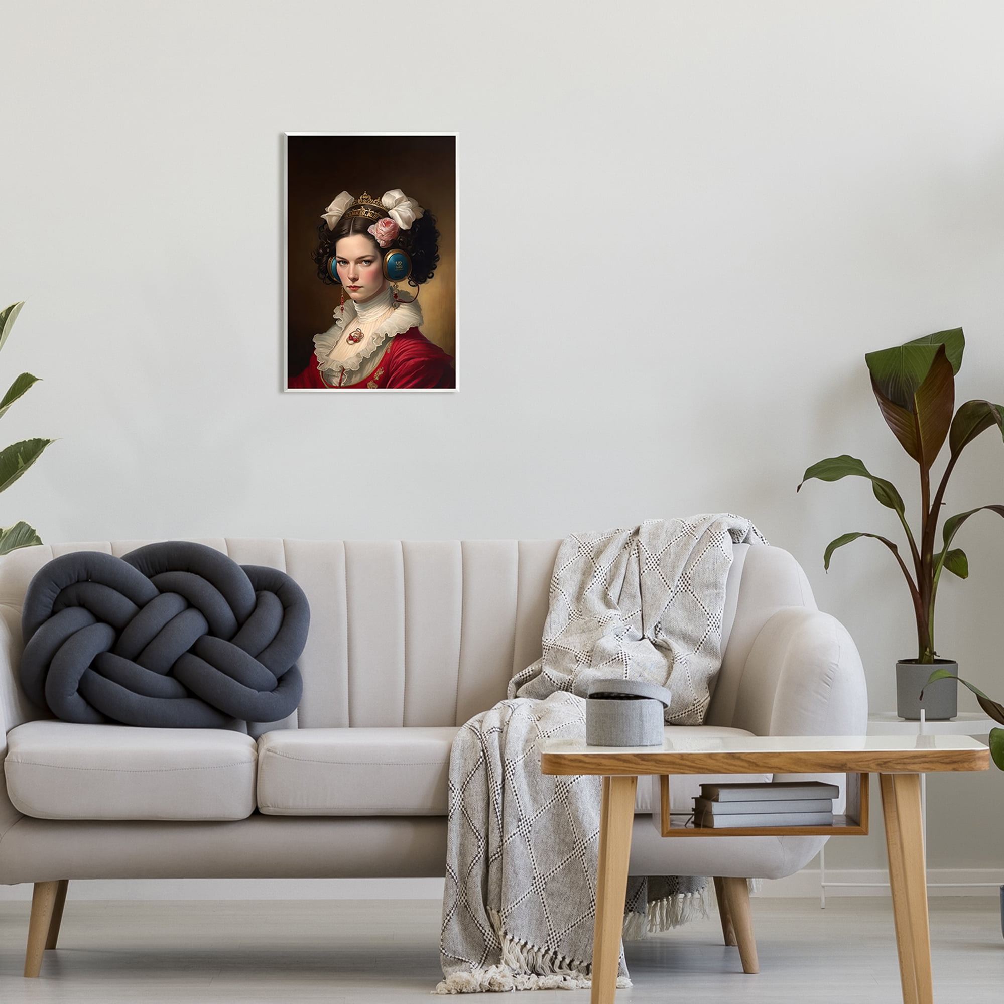 Stupell Industries Classic Girl Wearing Headphones Beauty & Fashion Painting Unframed Art Print Wall Art, 13 x 19
