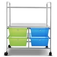 thumbnail image 5 of Topbuy 4-Drawer Rolling Storage Cart Metal Rack Organizer Shelf with Wheels Green+ Blue, 5 of 5