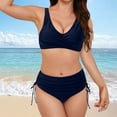 thumbnail image 6 of Wamejoo Women's High Waisted Bikini Set Tummy Control 2 Piece Swimsuit for Women Push Up Twist Front Bathing Suit 2026 (Dark Blue, L), 6 of 9