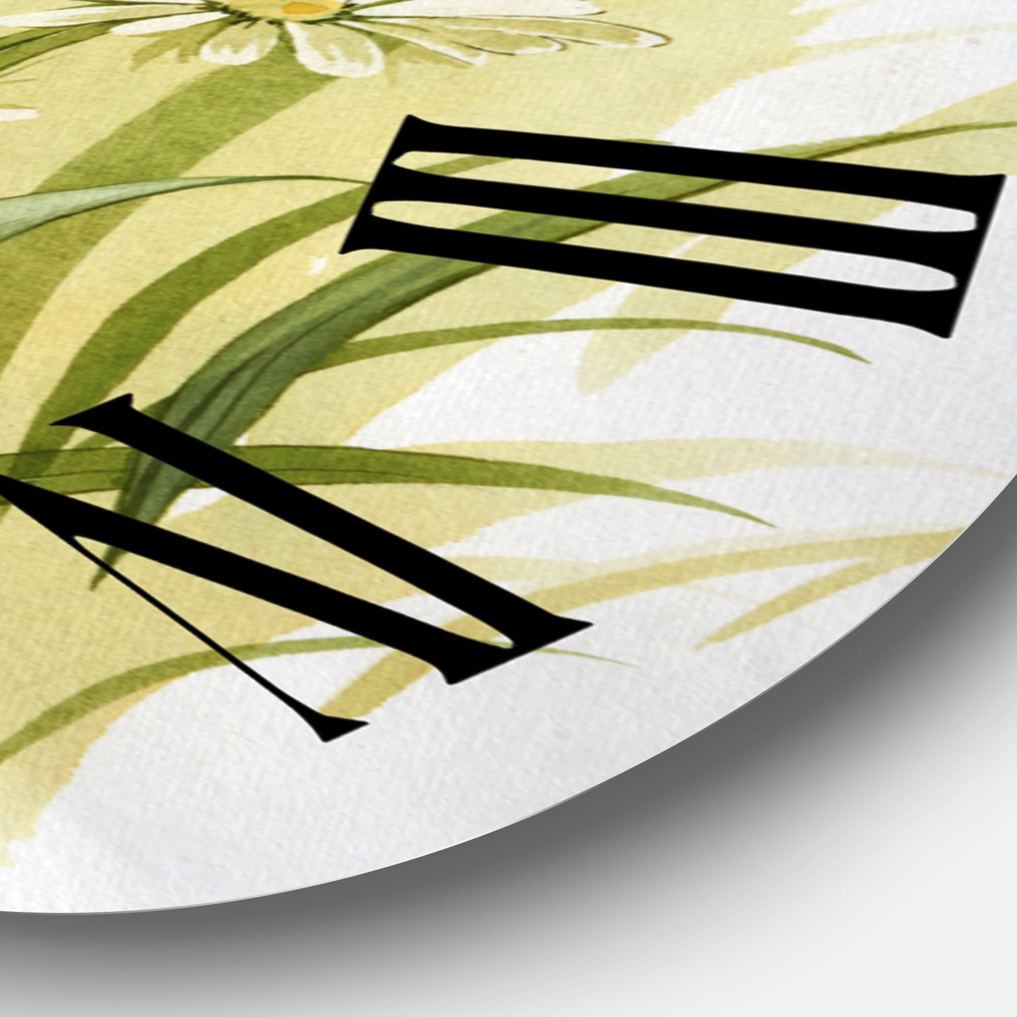 Designart 'White Meadow Flowers' Traditional Wall Clock