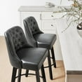thumbnail image 3 of CHITA Upholstered Swivel Counter Bar Stool with Tufted Back Set of 2,Faux Leather in Dark Grey, 3 of 13