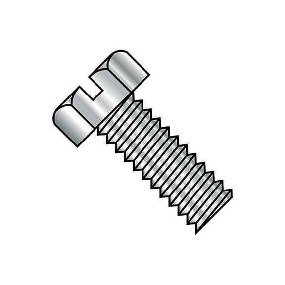 1/4"-20 x 3/4 in Slotted Hex Machine Screw, Plain Steel, 1000 PK