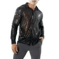 thumbnail image 2 of Cenuakty Men's Spring Autumn Sequins Shirt Long Sleeve Turn Down Collar Button Dot Shirts, 2 of 6