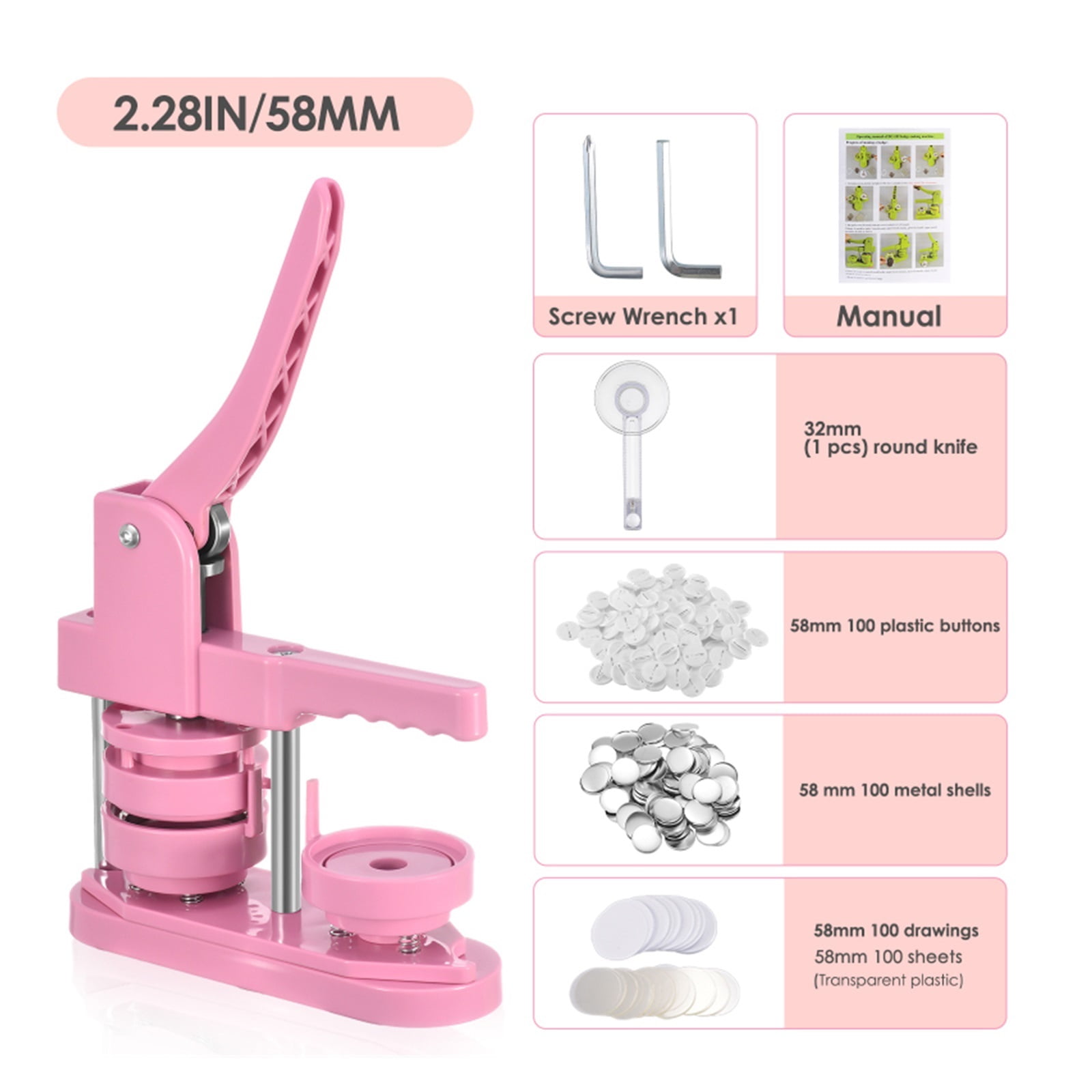 Badge Pin Button Maker Machine 58MM Badges Set Button Making Press Badge Maker Button Maker ,Easy Pressing