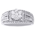 thumbnail image 2 of 10K White Gold Baguette Diamond Flower Split Shank Ladies Engagement Ring 1 CT., 2 of 5