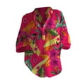 thumbnail image 4 of Bovemsi Women's Art Floral Print Casual Shirt Loose Long Sleeve V Neck Shirt T Shirt, Pink Women's Summer Shirts, XL, 4 of 4