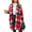 Red, variant on Fgvctg Womens Plaid Jackets Long Plaid Trench Coats Trendy Lapel Button Down Wool Blend Shackets Jackets Long Sleeve Winter Outwear Coats Khaki S