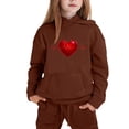 thumbnail image 5 of ATOGUTA Girls Kids Set Clothing Valentine's Day Sweatsuits Pant Set Long Sleeve Athletic Sweatshirts and Sweatpants with Pockets Size 2T-13, Coffee, 5 of 5