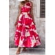 thumbnail image 3 of Vestido PRETTYGARDEN Maxi Floral Rojo y Blanco con Hombro Descubierto Talla L, 3 of 6