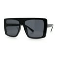 thumbnail image 5 of Womens Mobster Shield Oversized Plastic Rectangular Sunglasses All Black, 5 of 8