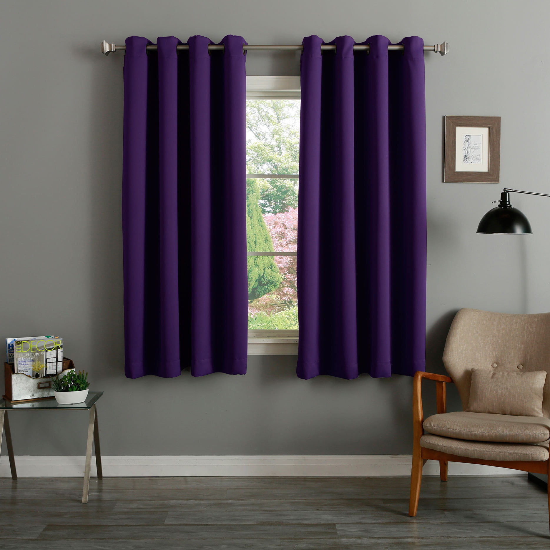 Aurora Home Grommet Top Thermal Insulated Blackout 64-inch Curtain