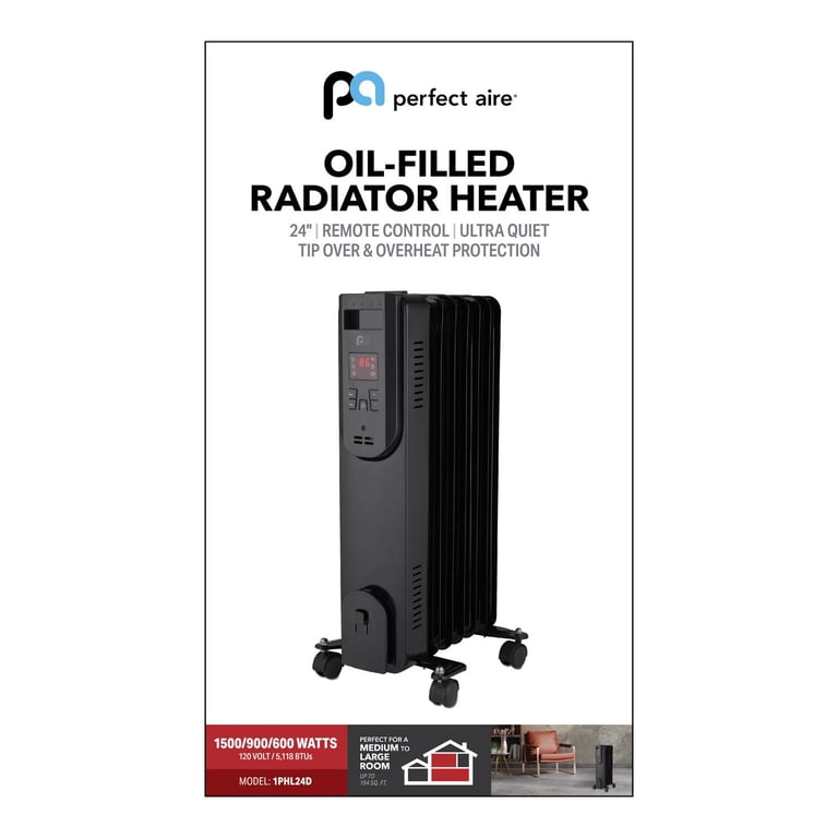 Perfect Aire 4016300 Black 1500W Digital Oil Filled Heater, 3