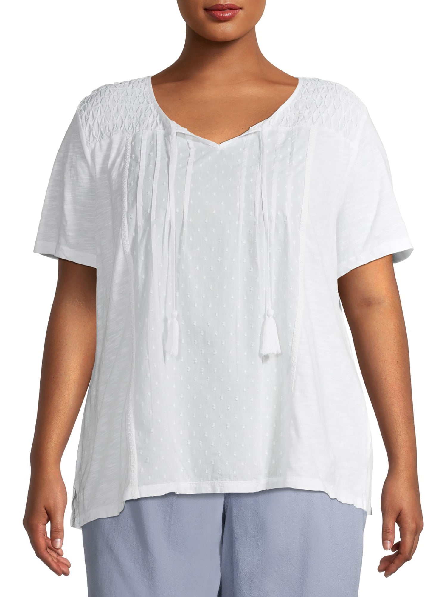 plus size short sleeve peasant tops