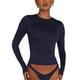 thumbnail image 2 of Women Basic Long Sleeve T Shirt Crew Neck Slim Fitted Crop Top Causal Solid Y2k Pullover Going Out Tight Tees Tops, 2 of 6