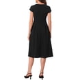 thumbnail image 3 of INSPIRE CHIC Retro Dresses for Womens Vintage Square Neck Cap Sleeve Fit and Flare Midi Dress XL Black, 3 of 6