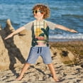 thumbnail image 3 of FORMRS Boys Rash Guard with Short Sleeves UPF 50+ Swim Shirts Sizes 3-12T, Pink Sunset, 3 of 6
